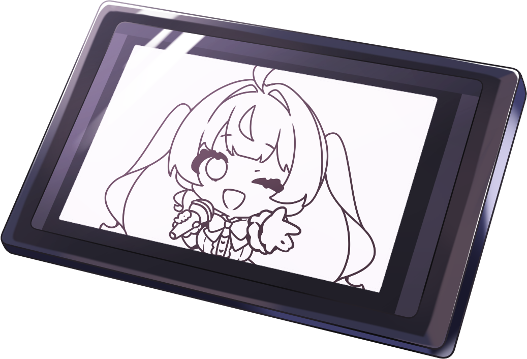 提供イラスト：キャラクターを描いた液晶タブレット